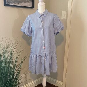 J. Crew Blue and White Striped Casual Dress